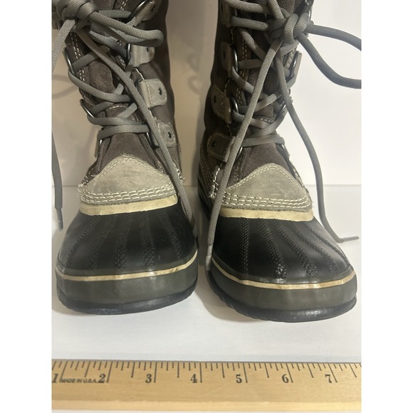 Sorel Joan of Arctic Waterproof Winter Snow Boots Gray Suede Faux Fur Size 6 - Picture 3 of 12